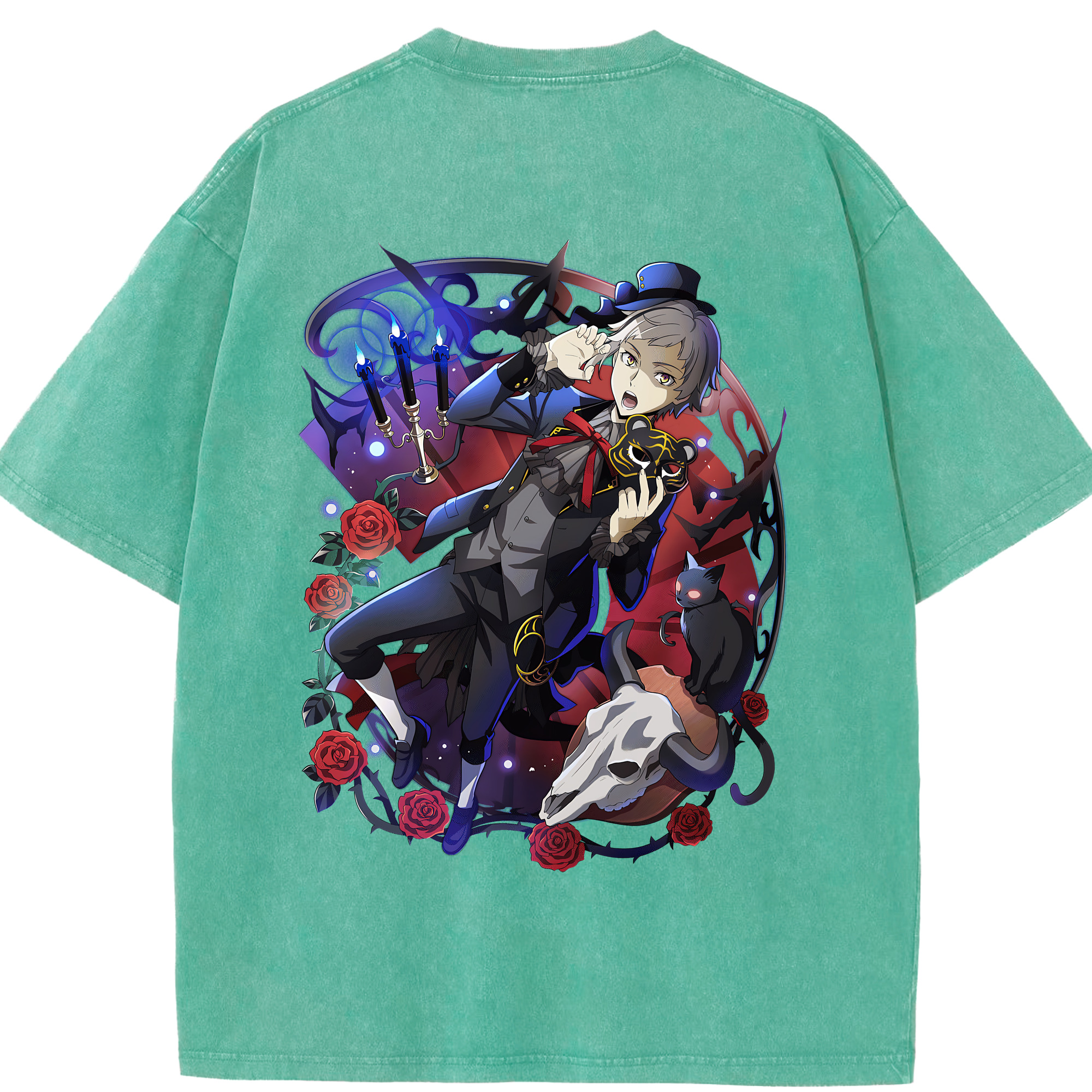 （画像用） 文豪ストレイドッグス Bungo Stray Dogs 綿100% ヴィンテージ風 半袖Tシャツ（背面プリント）